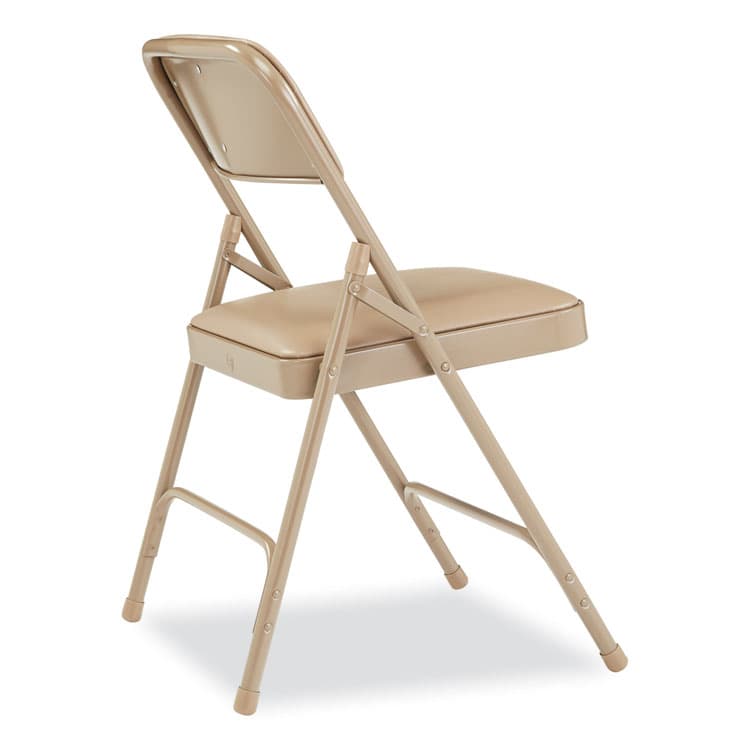 NATIONAL PUBLIC SEATING 1200 Series Premium Vinyl Dual-Hinge Folding Chair, Supports Up to 500 lb, 17.75" Seat Height, French Beige, 4/Carton (NPS1201) thumbnail 4