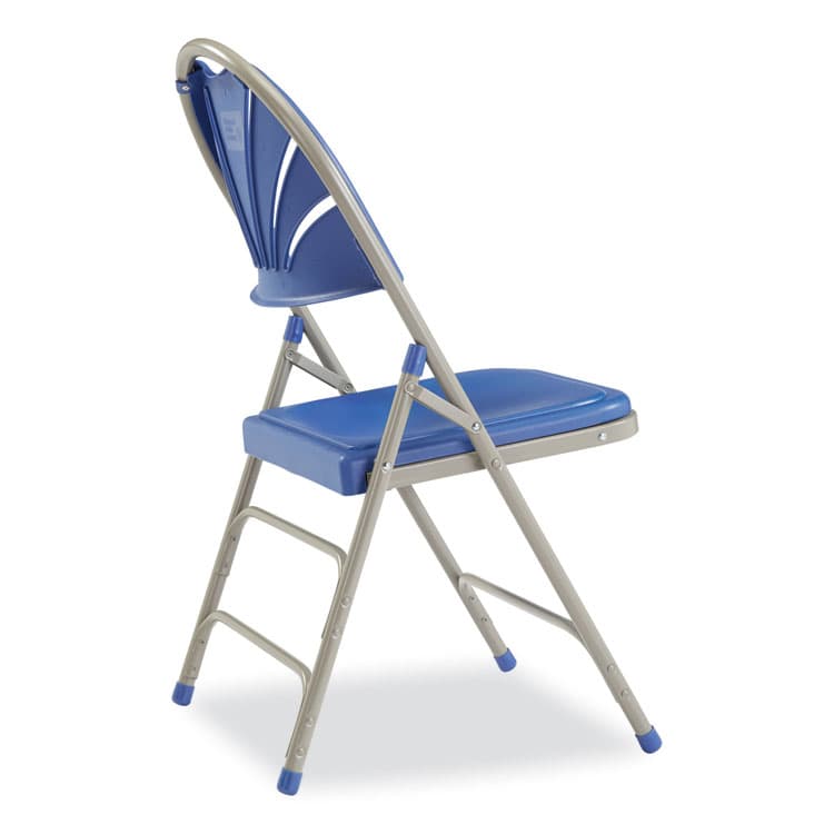 NATIONAL PUBLIC SEATING 1100 Series Deluxe Fan-Back Tri-Brace Folding Chair, Supports Up to 500 lb, Blue Seat, Blue Back, Gray Base, 4/Carton (NPS1105) thumbnail 4