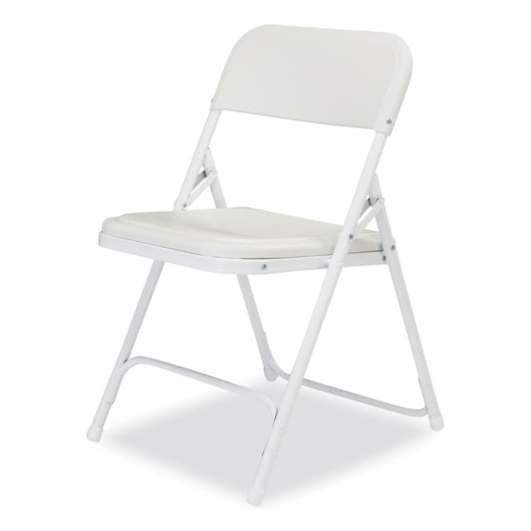 NATIONAL PUBLIC SEATING 800 Series Plastic Folding Chair, Supports Up to 500 lb, 18" Seat Height, Bright White Seat, White Base, 4/Carton (NPS821) thumbnail 3