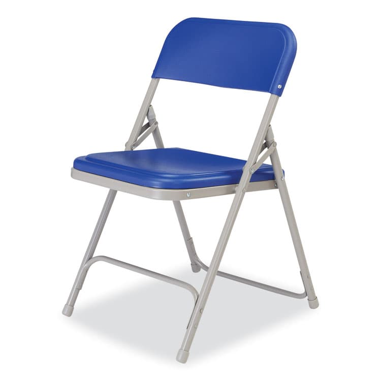 NATIONAL PUBLIC SEATING 800 Series Premium Plastic Folding Chair, Supports Up to 500 lb, 18" Seat Height, Blue Seat, Blue Back, Gray Base, 4/Carton (NPS805) thumbnail 3
