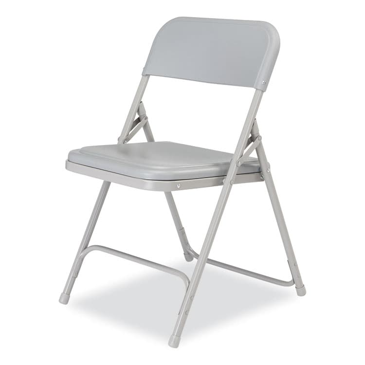 NATIONAL PUBLIC SEATING 800 Series Premium Plastic Folding Chair, Supports Up to 500 lb, 18" Seat Height, Gray Seat, Gray Back, Gray Base, 4/Carton (NPS802) thumbnail 3