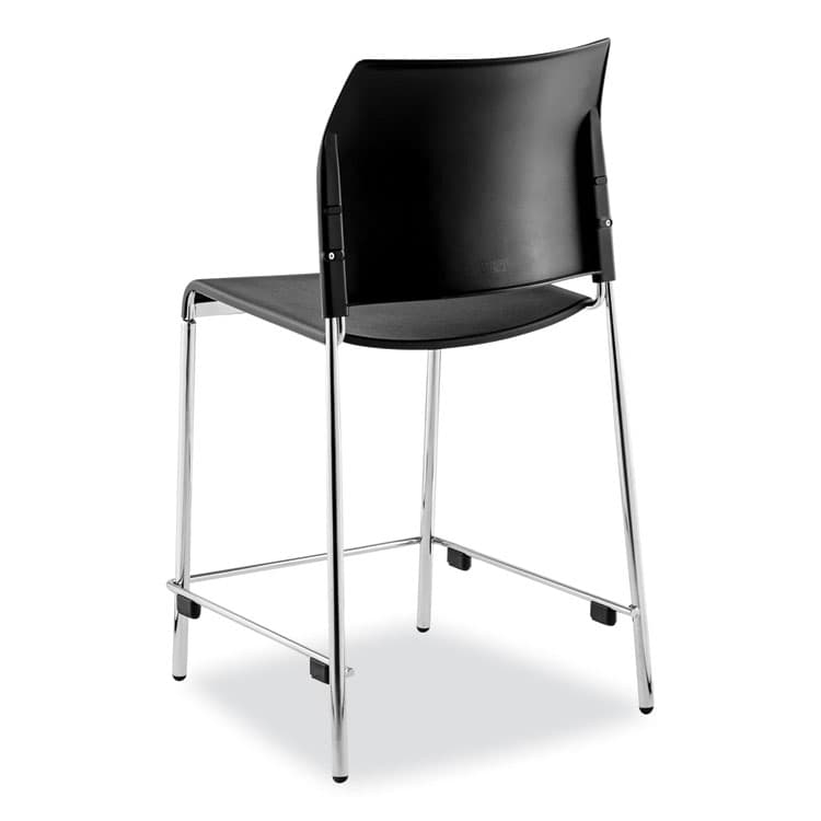 NATIONAL PUBLIC SEATING Cafetorium Counter Height Stool, Supports Up to 300 lb, 24" Seat Height, Black Seat, Black Back, Chrome Base (NPS8810C1110) thumbnail 4
