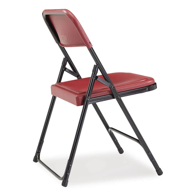 NATIONAL PUBLIC SEATING 800 Series Plastic Folding Chair, Supports Up to 500 lb, 18" Seat Height, Burgundy Seat, Burgundy Back, Black Base, 4/Carton (NPS818) thumbnail 4