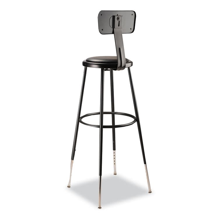 NATIONAL PUBLIC SEATING 6400 Series Height Adjustable Heavy Duty Vinyl Padded Stool with Backrest, Supports 300 lb, 32" to 39" Seat Height, Black (NPS6430HB10) thumbnail 4
