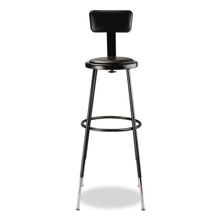 NATIONAL PUBLIC SEATING 6400 Series Height Adjustable Heavy Duty Vinyl Padded Stool with Backrest, Supports 300 lb, 32" to 39" Seat Height, Black (NPS6430HB10) thumbnail 2