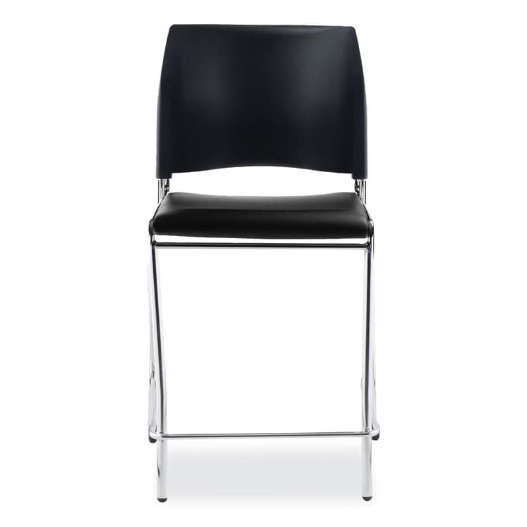 NATIONAL PUBLIC SEATING Cafetorium Counter Height Stool, Padded, Supports Up to 300 lb, 24" Seat Height, Black Seat, Black Back, Chrome Base (NPS8710C1110) thumbnail 2