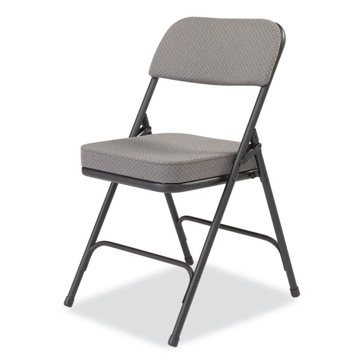 NATIONAL PUBLIC SEATING 3200 Series Fabric Dual-Hinge Folding Chair, Supports Up to 300 lb, Charcoal Seat, Charocoal Back, Black Base, 2/Carton (NPS3212) thumbnail 3