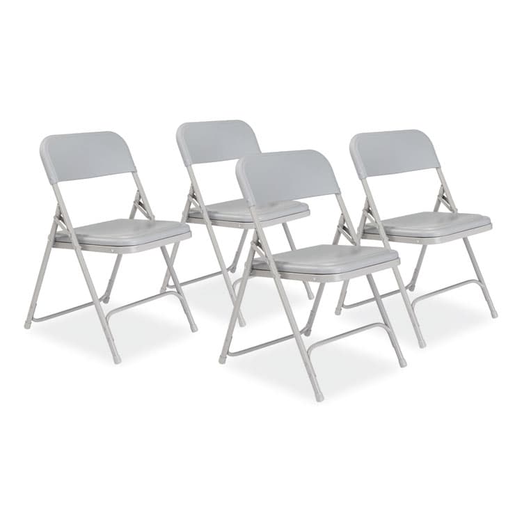 NATIONAL PUBLIC SEATING 800 Series Premium Plastic Folding Chair, Supports Up to 500 lb, 18" Seat Height, Gray Seat, Gray Back, Gray Base, 4/Carton (NPS802)