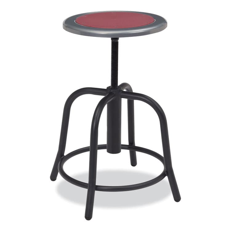 NATIONAL PUBLIC SEATING 6800 Series Height Adjustable Metal Seat Stool, Supports Up to 300 lb, 18" to 24" Seat Height, Burgundy Seat, Black Base (NPS681810) thumbnail 2