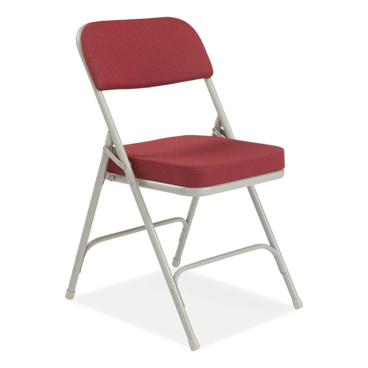 NATIONAL PUBLIC SEATING 3200 Series Premium Fabric Dual-Hinge Folding Chair, Supports Up to 300 lb, Burgundy Seat, Burgundy Back, Gray Base, 2/Carton (NPS3218) thumbnail 2
