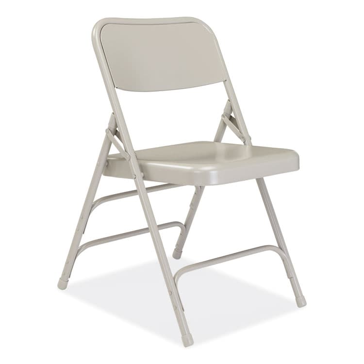 NATIONAL PUBLIC SEATING 300 Series Deluxe All-Steel Triple Brace Folding Chair, Supports Up to 480 lb, 17.25" Seat Height, Gray, 4/Carton (NPS302) thumbnail 2