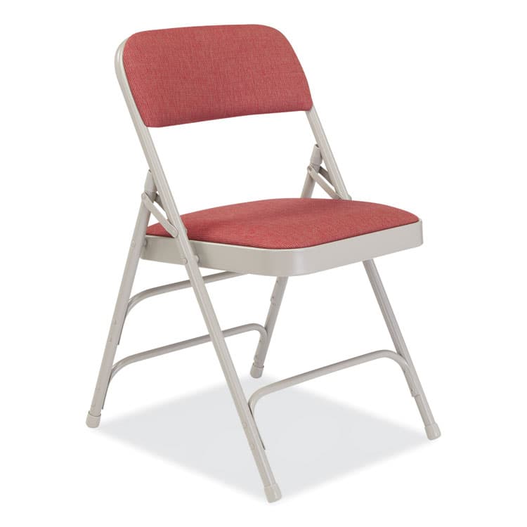NATIONAL PUBLIC SEATING 2300 Series Fabric Upholstered Tri-Brace Folding Chair, Supports 500 lb, Cabernet Seat, Cabernet Back, Gray Base, 4/Carton (NPS2308) thumbnail 2