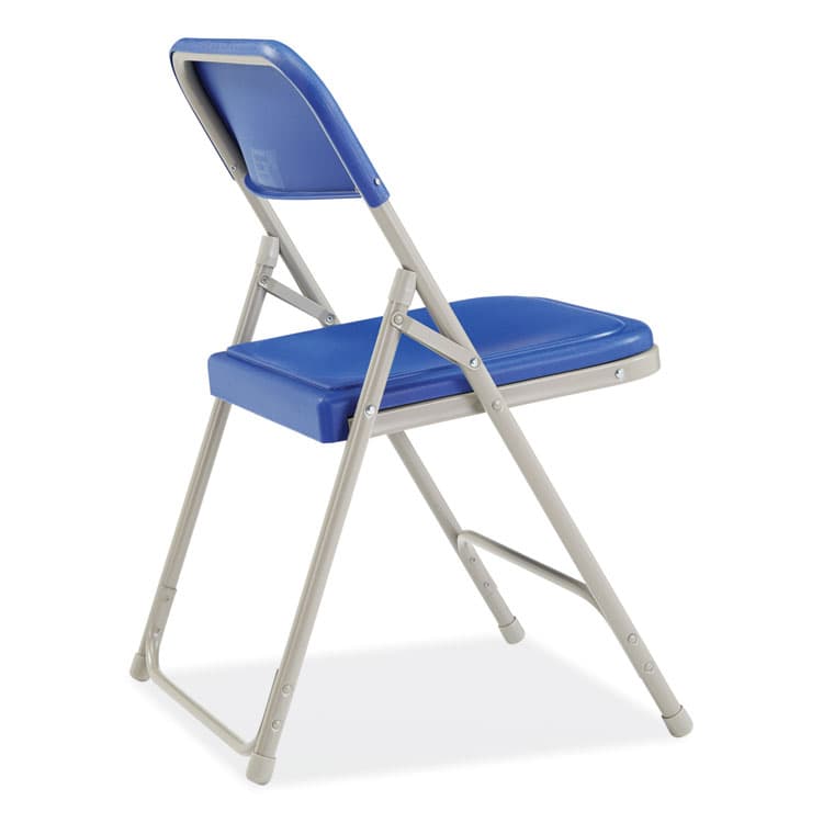 NATIONAL PUBLIC SEATING 800 Series Premium Plastic Folding Chair, Supports Up to 500 lb, 18" Seat Height, Blue Seat, Blue Back, Gray Base, 4/Carton (NPS805) thumbnail 4