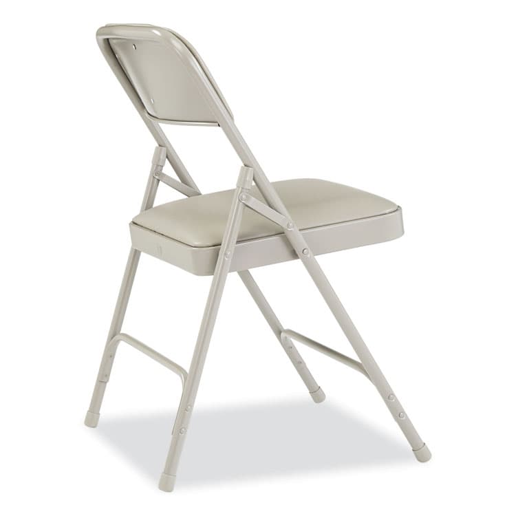 NATIONAL PUBLIC SEATING 1200 Series Premium Vinyl Dual-Hinge Folding Chair, Supports Up to 500lb, 17.75" Seat Height, Warm Gray, 4/Carton (NPS1202) thumbnail 4