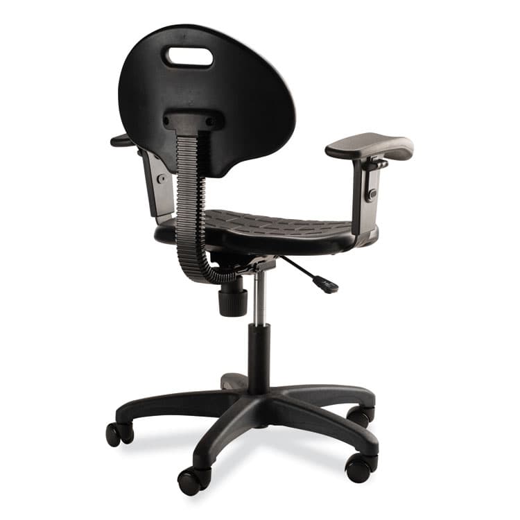 NATIONAL PUBLIC SEATING 6700 Series Polyurethane Adjustable Height Task Chair with Arms, Supports 300 lb, 16" to 21" Seat Height, Black Seat/Base (NPS6716HBA) thumbnail 4