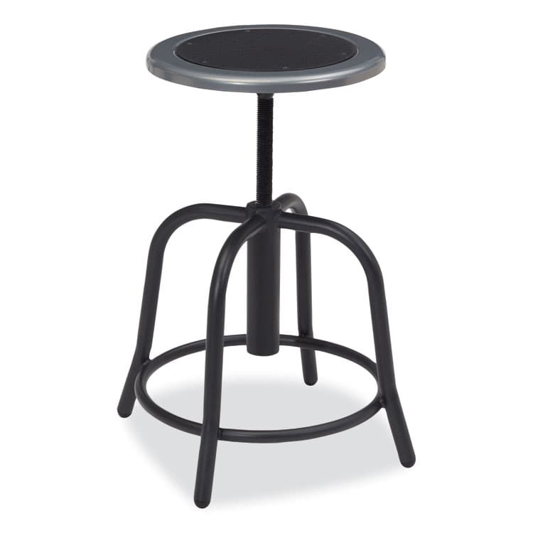 NATIONAL PUBLIC SEATING 6800 Series Height Adjustable Metal Seat Swivel Stool, Supports Up to 300 lb, 18" to 24" Seat Height, Black Seat/Base (NPS681010) thumbnail 2