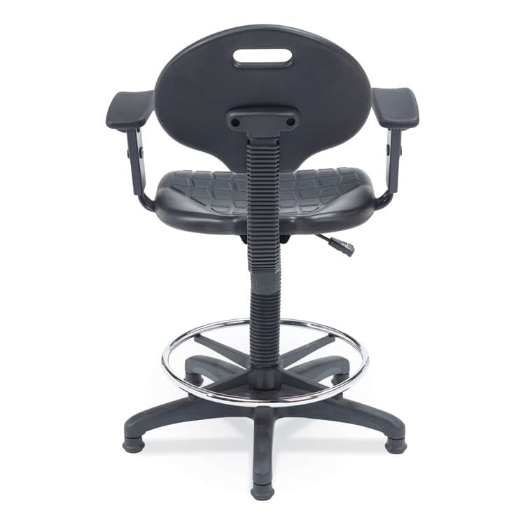 NATIONAL PUBLIC SEATING 6700 Series Adjustable Height Polyurethane Task Stool with Arms, Supports Up to 300 lb, 22" to 32" Seat Height, Black (NPS6722HBA) thumbnail 3