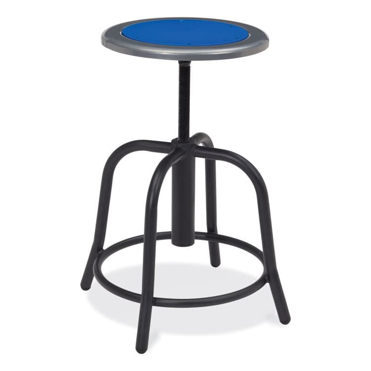 NATIONAL PUBLIC SEATING 6800 Series Height Adjustable Metal Seat Stool, Supports Up to 300 lb, 18" to 24" Seat Height, Persian Blue Seat/Black Base (NPS682510) thumbnail 2