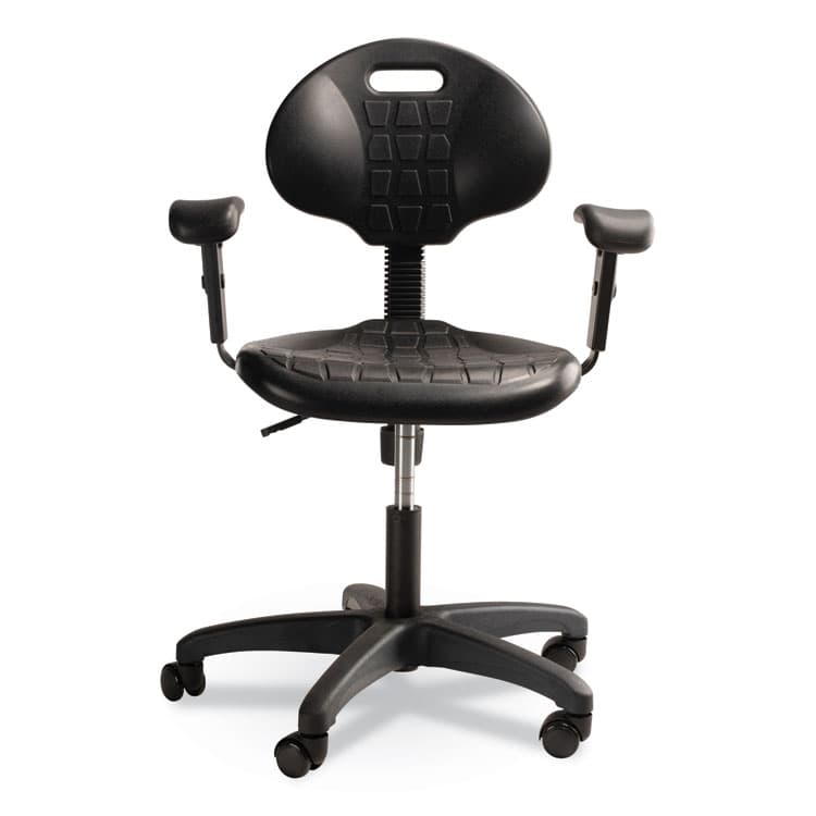 NATIONAL PUBLIC SEATING 6700 Series Polyurethane Adjustable Height Task Chair with Arms, Supports 300 lb, 16" to 21" Seat Height, Black Seat/Base (NPS6716HBA) thumbnail 2