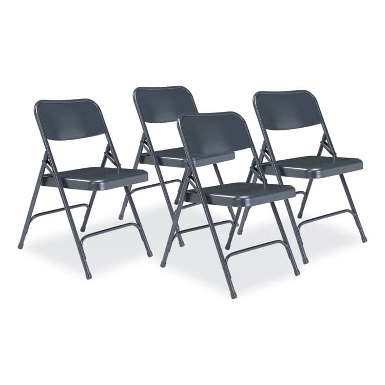 NATIONAL PUBLIC SEATING 200 Series Premium All-Steel Double Hinge Folding Chair, Supports Up to 500 lb, 17.25" Seat Height, Blue, 4/Carton (NPS204)