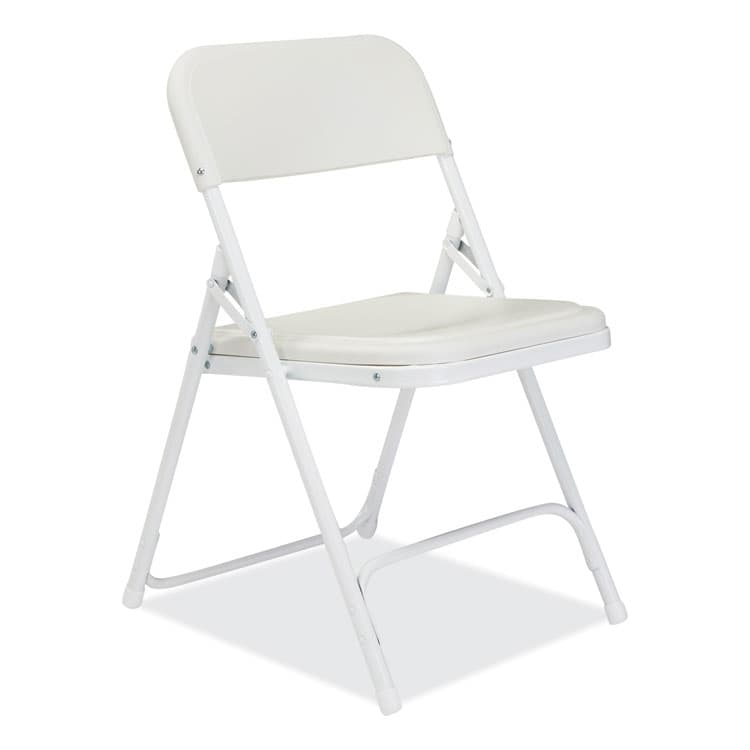NATIONAL PUBLIC SEATING 800 Series Plastic Folding Chair, Supports Up to 500 lb, 18" Seat Height, Bright White Seat, White Base, 4/Carton (NPS821) thumbnail 2