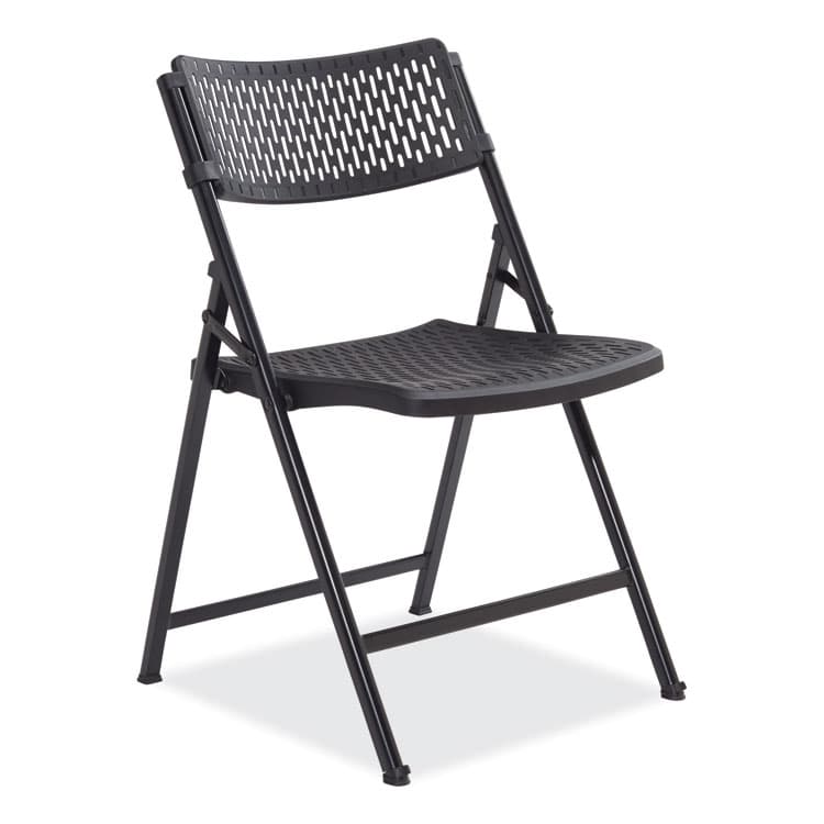 NATIONAL PUBLIC SEATING AirFlex Series Premium Poly Folding Chair, Supports Up to 1,000 lb, 17.25" Seat Height, Black, 4/Carton (NPS1410) thumbnail 2