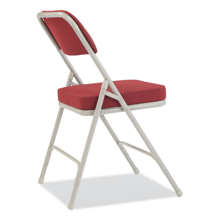 NATIONAL PUBLIC SEATING 3200 Series Premium Fabric Dual-Hinge Folding Chair, Supports Up to 300 lb, Burgundy Seat, Burgundy Back, Gray Base, 2/Carton (NPS3218) thumbnail 4