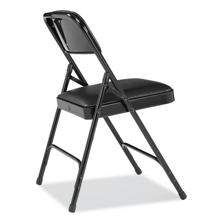 NATIONAL PUBLIC SEATING 1200 Series Premium Vinyl Dual-Hinge Folding Chair, Supports Up to 500 lb, 17.75" Seat Height, Caviar Black, 4/Carton (NPS1210) thumbnail 4