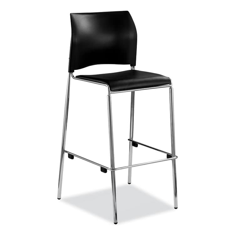 NATIONAL PUBLIC SEATING Cafetorium Bar Height Stool, Padded Seat/Back, Supports Up to 500 lb, 31" Seat Height, Black Seat, Black Back,Chrome Base (NPS8710B1110) thumbnail 4