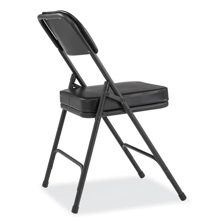 NATIONAL PUBLIC SEATING 3200 Series 2" Vinyl Upholstered Double Hinge Folding Chair, Supports Up to 300 lb, 18.5" Seat Height, Black, 2/Carton (NPS3210) thumbnail 4