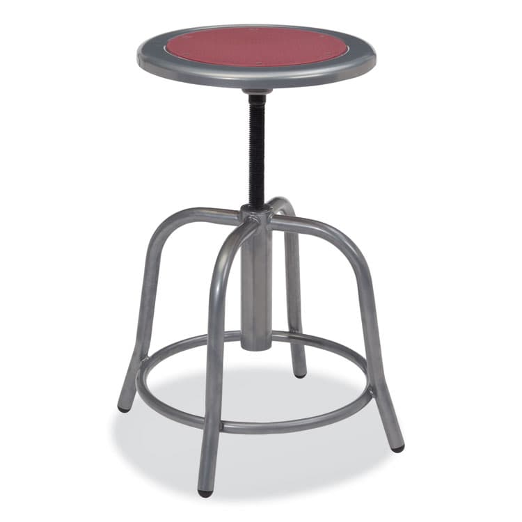 NATIONAL PUBLIC SEATING 6800 Series Height Adjustable Metal Seat Swivel Stool, Supports Up to 300 lb, 18" to 24" Seat Height, Burgundy Seat/Gray Base (NPS681802) thumbnail 2