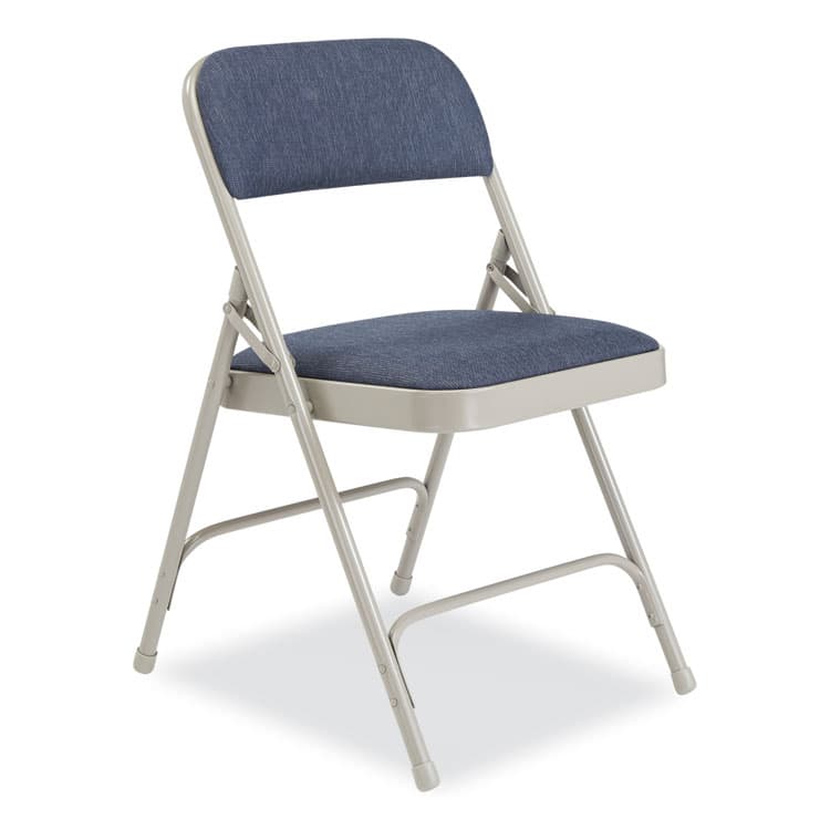 NATIONAL PUBLIC SEATING 2200 Series Fabric Dual-Hinge Premium Folding Chair, Supports Up to 500 lb, Blue Seat, Blue Back, Gray Base, 4/Carton (NPS2205) thumbnail 2