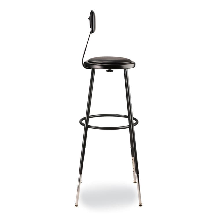 NATIONAL PUBLIC SEATING 6400 Series Height Adjustable Heavy Duty Vinyl Padded Stool with Backrest, Supports 300 lb, 32" to 39" Seat Height, Black (NPS6430HB10) thumbnail 3