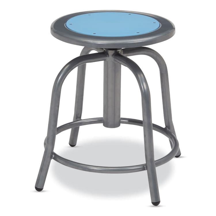 NATIONAL PUBLIC SEATING 6800 Series Height Adjustable Metal Seat Stool, Supports Up to 300 lb, 18" to 24" Seat Height, Blueberry Seat, Gray Base (NPS680502)