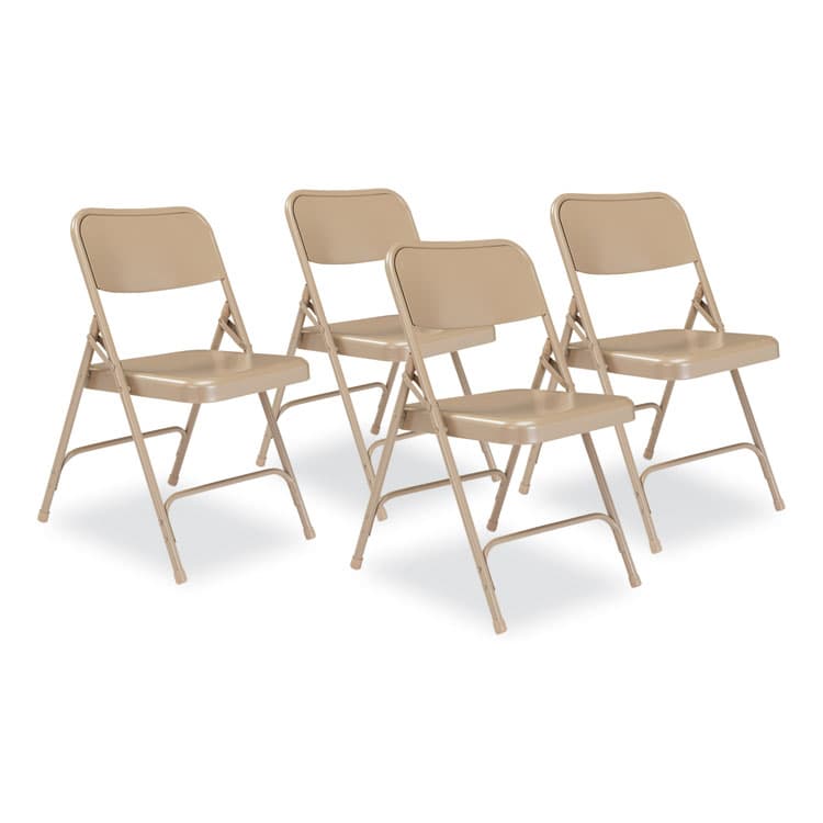 NATIONAL PUBLIC SEATING 200 Series Premium All-Steel Double Hinge Folding Chair, Supports Up to 500 lb, 17.25" Seat Height, Beige, 4/Carton (NPS201)