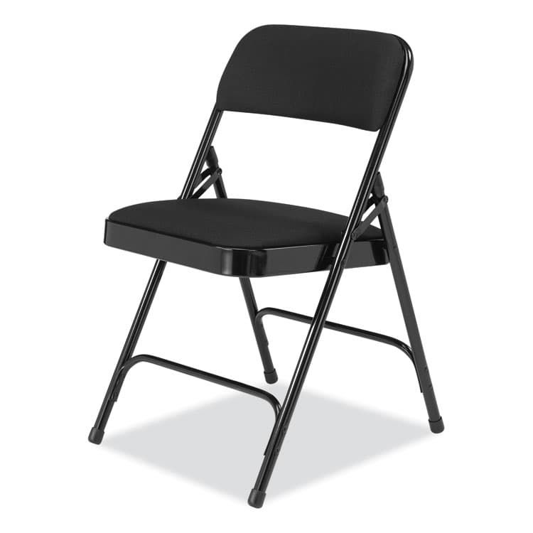 NATIONAL PUBLIC SEATING 2200 Series Fabric Dual-Hinge Folding Chair, Supports 500 lb, Midnight Black Seat/Back, Black Base, 4/Carton (NPS2210) thumbnail 3