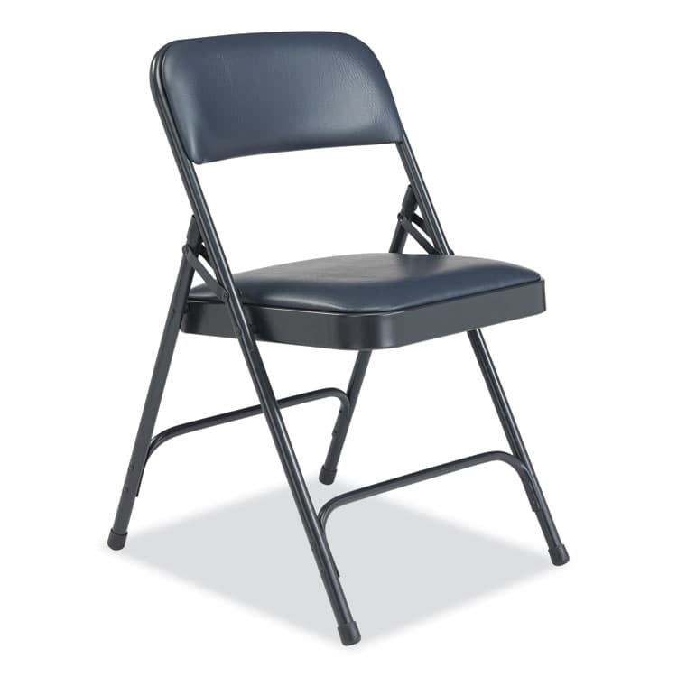 NATIONAL PUBLIC SEATING 1200 Series Vinyl Dual-Hinge Folding Chair, Supports Up to 500 lb, 17.75" Seat Height, Dark Midnight Blue, 4/Carton (NPS1204) thumbnail 2