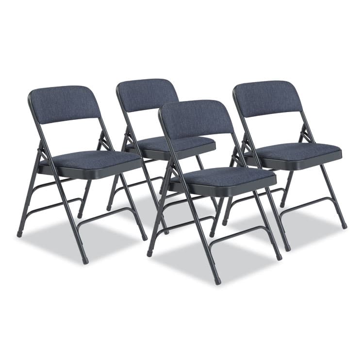 NATIONAL PUBLIC SEATING 2300 Series Deluxe Fabric Upholstered Triple Brace Folding Chair, Supports Up to 500 lb, Imperial Blue, 4/Carton (NPS2304)