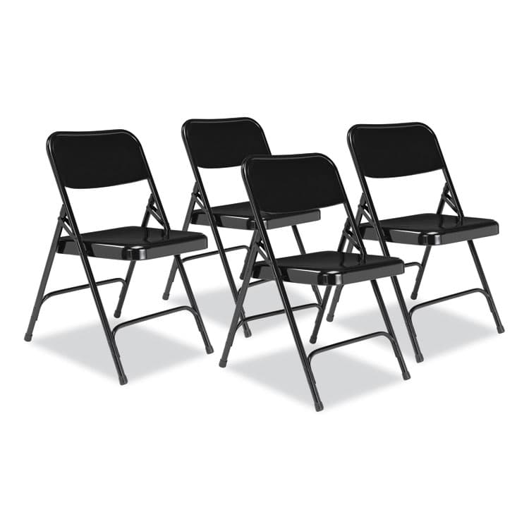 NATIONAL PUBLIC SEATING 200 Series Premium All-Steel Double Hinge Folding Chair, Supports Up to 500 lb, 17.25" Seat Height, Black, 4/Carton (NPS210)