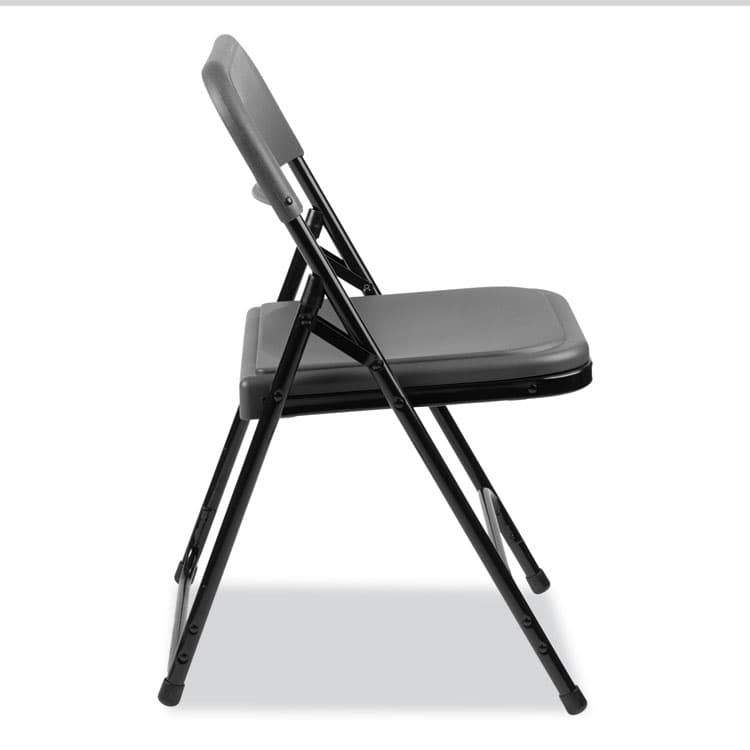 NATIONAL PUBLIC SEATING 800 Series Plastic Folding Chair, Supports Up to 500 lb, 18" Seat Height, Charcoal Seat, Charcoal Back, Black Base, 4/Carton (NPS820) thumbnail 4