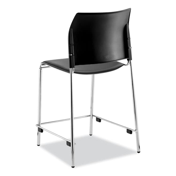 NATIONAL PUBLIC SEATING Cafetorium Counter Height Stool, Padded, Supports Up to 300 lb, 24" Seat Height, Black Seat, Black Back, Chrome Base (NPS8710C1110) thumbnail 4