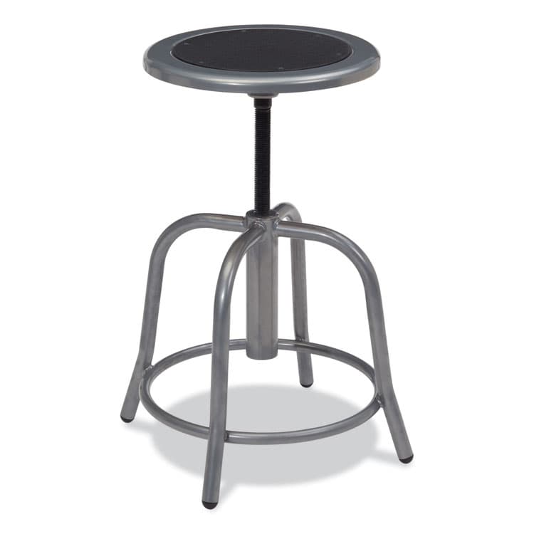 NATIONAL PUBLIC SEATING 6800 Series Height Adjustable Metal Seat Swivel Stool, Supports Up to 300 lb, 18" to 24" Seat Height, Black Seat, Gray Base (NPS681002) thumbnail 2