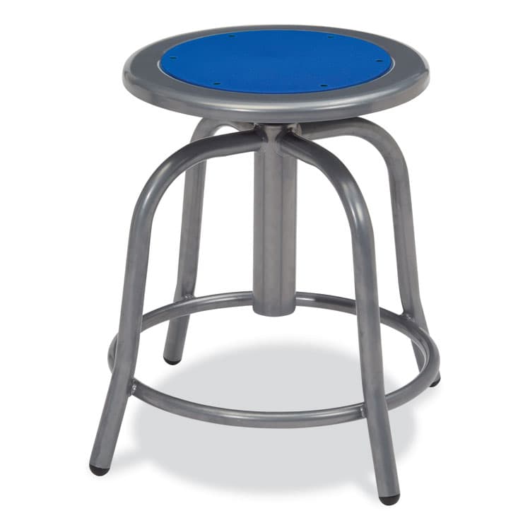 NATIONAL PUBLIC SEATING 6800 Series Height Adjustable Metal Seat Stool, Supports Up to 300 lb, 18" to 24" Seat Height, Persian Blue Seat/Gray Base (NPS682502)