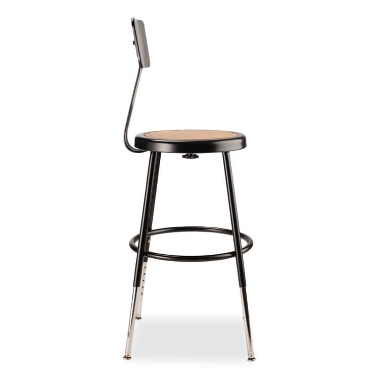 NATIONAL PUBLIC SEATING 6200 Series 19" to 27" Height Adjustable Heavy-Duty Stool with Backrest, Supports Up to 500 lb, Masonite Seat/Black Base (NPS6218HB10) thumbnail 3