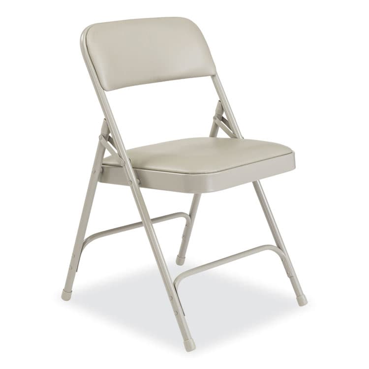 NATIONAL PUBLIC SEATING 1200 Series Premium Vinyl Dual-Hinge Folding Chair, Supports Up to 500lb, 17.75" Seat Height, Warm Gray, 4/Carton (NPS1202) thumbnail 2