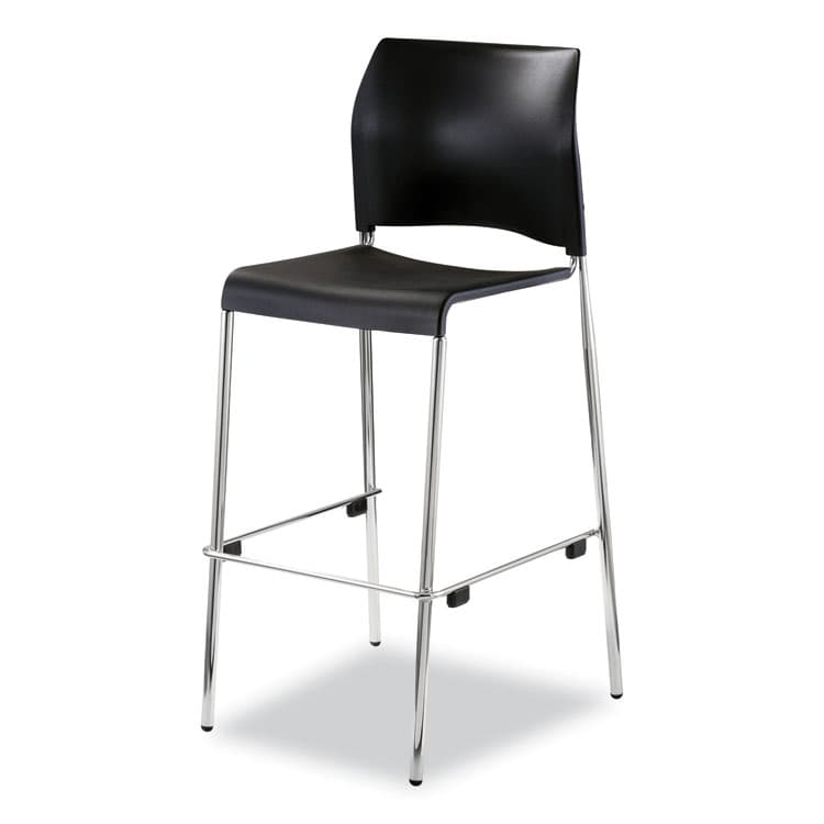 NATIONAL PUBLIC SEATING Cafetorium Bar Height Stool, Supports Up to 500 lb, 31" Seat Height, Black Seat, Black Back, Chrome Base (NPS8810B1110)