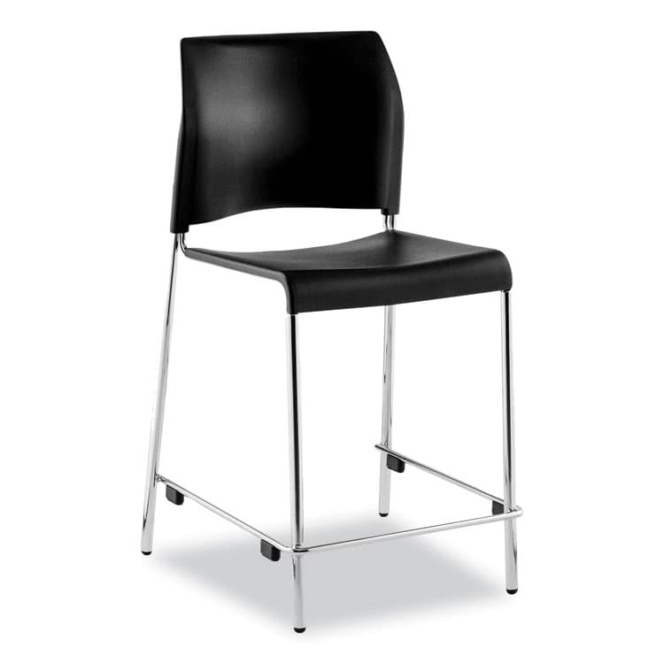 NATIONAL PUBLIC SEATING Cafetorium Counter Height Stool, Supports Up to 300 lb, 24" Seat Height, Black Seat, Black Back, Chrome Base (NPS8810C1110)