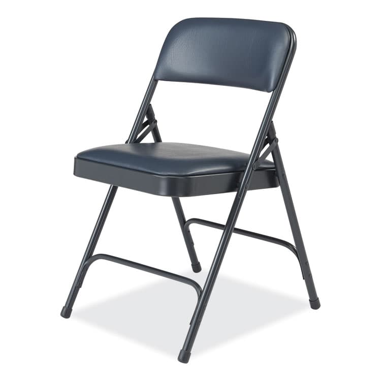 NATIONAL PUBLIC SEATING 1200 Series Vinyl Dual-Hinge Folding Chair, Supports Up to 500 lb, 17.75" Seat Height, Dark Midnight Blue, 4/Carton (NPS1204) thumbnail 3