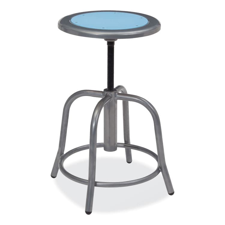NATIONAL PUBLIC SEATING 6800 Series Height Adjustable Metal Seat Stool, Supports Up to 300 lb, 18" to 24" Seat Height, Blueberry Seat, Gray Base (NPS680502) thumbnail 2
