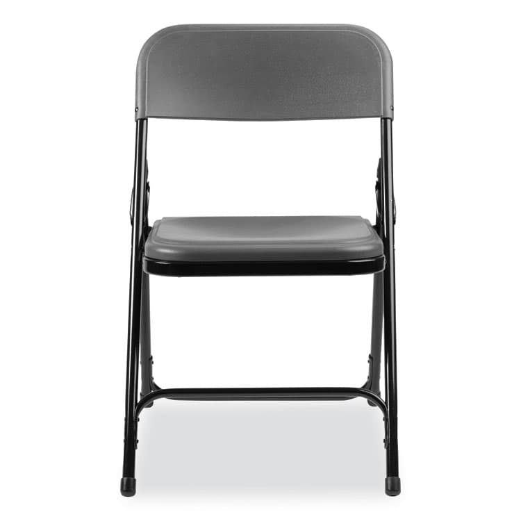 NATIONAL PUBLIC SEATING 800 Series Plastic Folding Chair, Supports Up to 500 lb, 18" Seat Height, Charcoal Seat, Charcoal Back, Black Base, 4/Carton (NPS820) thumbnail 3